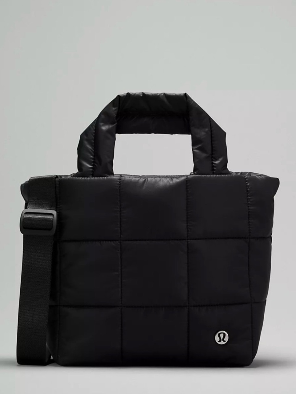 lululemon athletica Black Quilted Puffer Messenger Tote